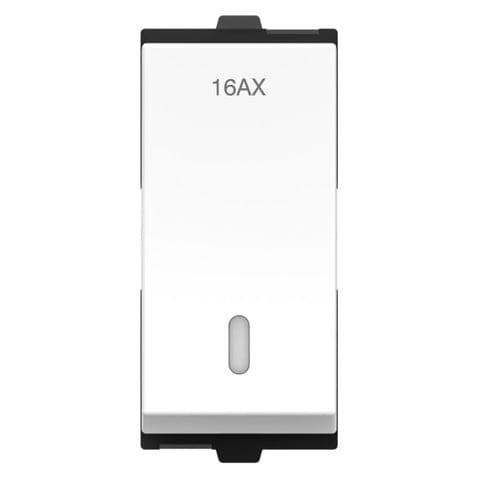 GM G-Nine  Glossy White 1 Way 16 A  Modular Switch With Indicator